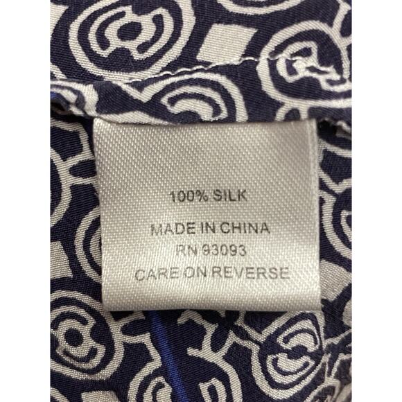 Tyler Boe 100% Silk Blouse‎ Top Women Size Large Blue White Tassels Boho Flowy - Picture 6 of 6